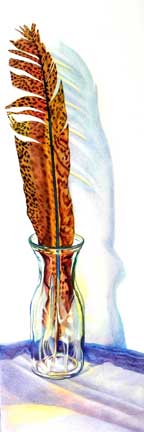 STANDING FEATHER color pigment pencil 29x15 in. Artist