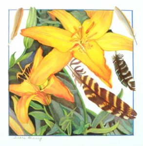 YELLOW LILIES color pigment pencil 15x15 in. Artist